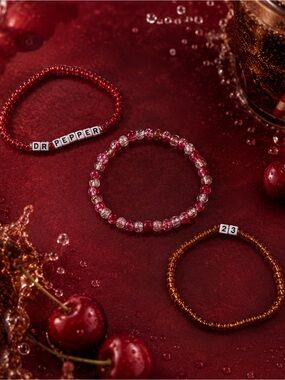 Dr Pepper Inspired Cherry Cola Bracelet Set | 23 Flavors Soda Vibe 9”